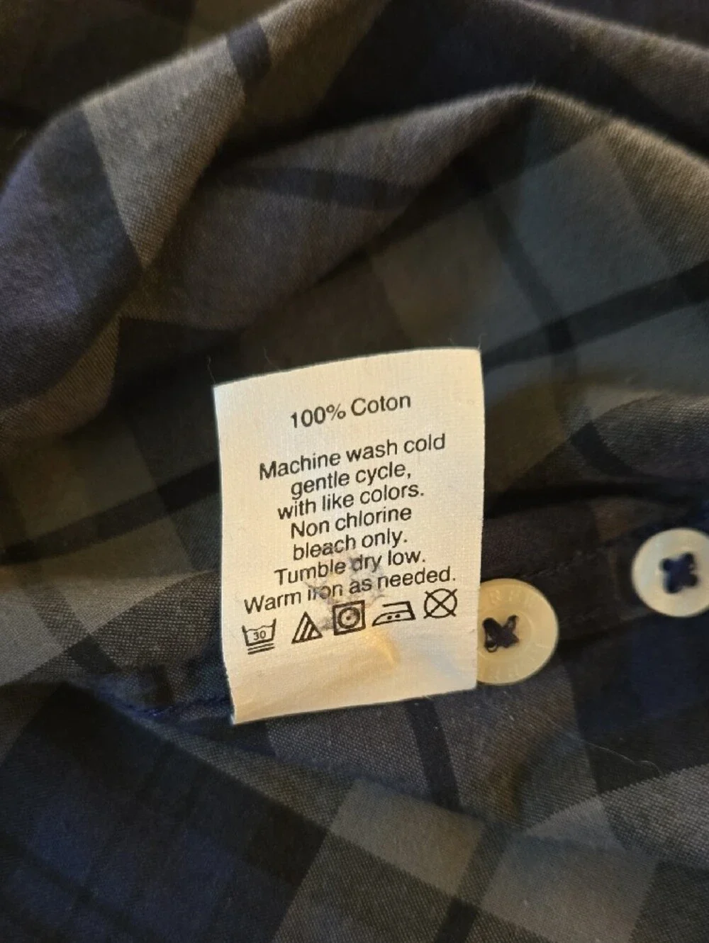 J. Crew Mens Blue and Gray Plaid Button-Down Shirt